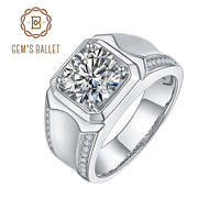 Original GEM & BALLET Luxury 925 Sterling Silver 1ct 2 ct  3ct D Color Moissanite Rings Men Modern Ring For Anniversary Father&#39;s Day gift