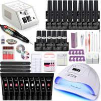 Nail Set Manicure Set With 114W/120W/54W Led Nail Lamp 35000RPM Nail Drill Machine 20/10 Colour Poly Extension Nail Gel Set