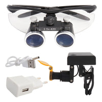 Dental Loupes Dental Magnifier Medical Loupes Binocular 2.5 3.5x420 Headlight Headlamp 3W 5W Filter Wired Wireless USB Belt Clip