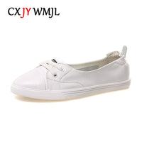 Original Big Size Women White Genuine Leather Sneakers Vulcanized Shoes Woman Flat Lace Up Casuals Lightweight Comfortable Maternity Shoe