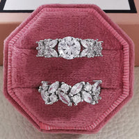 Original 2022 New Arrival Luxury Vintage Silver Color Wedding Rings Set for Bridal Women Engagement Gift Wholesale Designer Jewelry R4869