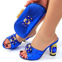 Original New Arrival Purple Color Italian Shoes with Matching Bags Shoes and Bag Set African Sets 2019 Fashion Sandals For Wedding Party