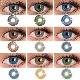 FRESH LADY - Original 1 pair Color Contact Lenses For Eyes Blue Grey Beauty Pupils Natural Contact Lens Makeup Lens With Case Wholesale Yearly Use