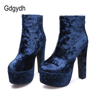 Original Gdgydh 2021 Fashion Autumn Women Ankle Boots High Heel Shoes Suede Platform Heels Round Toe Female Footwear Zipper Big Size