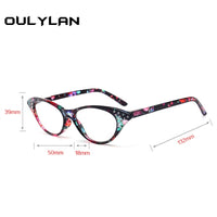 Oulylan Cat Eye Reading Glasses Women Diamond Eyeglasses Presbyopic with Diopter 1.0 1.5 2.0 2.5 3.0 3.5 4.0 for Male Female