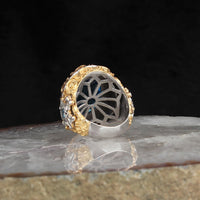 Original Gold Plated Men Ring 925 Sterling Silver Ring Blue Topaz Gemstone Men Rings Male Jewelry Rings For Men Women `s Rings Men Jewelr