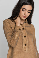 CONQUISTA FASHION - Original Tencel Taupe Shirt Dress