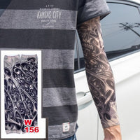 10 Pc Fake Temporary Tattoo Sleeves Tattoos Full Long Slip on Arm Tattoo Sleeve Kit Men Elastic Nylon Glove Tattoos Black Skull Design