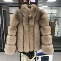 PINK JAVA OFFICIAL STORE - Original Pink Java QC19018 Women Coat Winter Fur Jacket Real Fox Fur Coats Natural Fur Jackets Long Sleeves Hot Sale Stand Collar