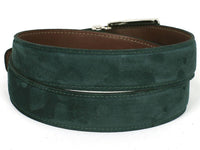 PAUL PARKMAN Men's Green Suede Belt (ID#B06-GREEN)