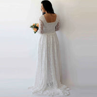 Original Curvy  Ivory Square Neckline  Wedding Train Dress #1272