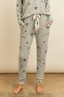 RIAH FASHION - Original Star Print Brushed Top and Joggers Set With Self Tie