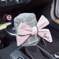 Bowknot Car Pillow Decoration Sets Auto Seat Neck Waist Supports Cushion Steering Wheel Covers Tissue Box Gear Shifter Handbrake