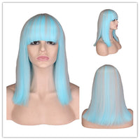 QQXCAIW Short Straight Cosplay Wig for Party Costume Red Blonde Blue Green Pink High Temperature Fiber Synthetic Hair Wigs