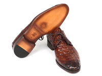 Paul Parkman Light Brown Crocodile Embossed Calfskin Derby Shoes (ID#1438TAB)