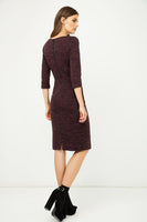 CONQUISTA FASHION - Original Woollen Aubergine Winter Fitted Dress