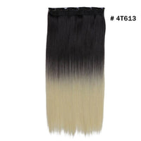 Original Synthetic Clip in Hair Extension Ombre Bayalage Long Straight Flase Hair Pieces for Women 24" 5clips One Piece 3/4 Head