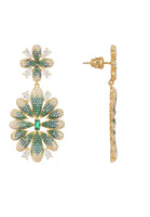 Original Babylon Flower Drop Earrings Gold Green