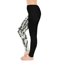 SHARON TATEM LLC - Original Oriental Design Leggings Black and White Yoga Legging