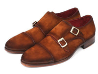 Paul Parkman Men's Captoe Double Monkstrap Camel Suede (ID#045TAB12)