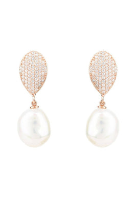 Original Baroque Pearl Classic  Drop Earrings Rosegold