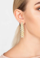 PEACOCK - Original Feather Elongated Drop Earrings Rosegold