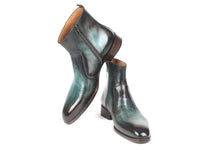 Paul Parkman Turquoise Burnished Side Zipper Boots (ID#BT487TRQ)