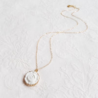 POPORCELAIN - Original Porcelain Moonlight Rose Gold-Filled Pendant Necklace