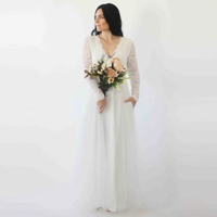 BLUSHFASHION - Original Ivory Lace Long Sleeves Wedding Dress With Pockets  #1266