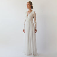 BLUSHFASHION - Original Wrap Bohemian Lace Wedding Dress #1242