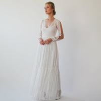 BLUSHFASHION - Original Bishop With a Slit Sleeves Ivory Wedding Dress #1260