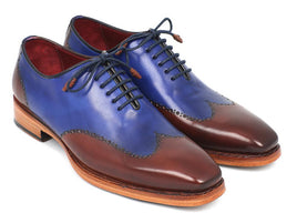 Paul Parkman Men's Wingtip Oxford Goodyear Welted Blue & Brown (ID#81BLU57)