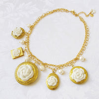 POPORCELAIN - Original Porcelain Floral Lockets Statement Necklace