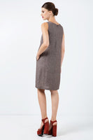 CONQUISTA FASHION - Original Sleeveless Brown Linen Sack Dress