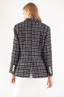 LE REUSSI - Original Power Woman- Black & White Tweed Checkers Jacket