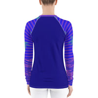 FIND YOUR COAST APPAREL - Original Women's Reels and Reefs Striped Sea Skinz Performance Rash Guard UPF 40+