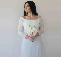 BLUSHFASHION - Original Curvy  Off-Shoulder Two Colors Wedding Dress #1134