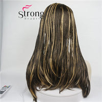 StrongBeauty Long Gray With Dark Roots Ombre Braided 3/4 HEADBAND Full Synthetic Wig Box Braids Wig Coverage Wigs COLOUR CHOICES