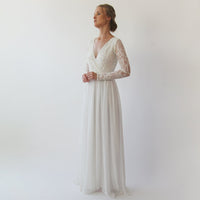 BLUSHFASHION - Original Wrap Bohemian Lace Wedding Dress #1242