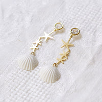 Original Crystal Star Porcelain Seashell Earrings