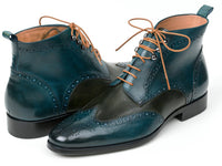 Paul Parkman Wingtip Ankle Boots Dual Tone Green & Blue (ID#PT777GRN)