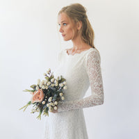 BLUSHFASHION - Original Bestseller Long Sleeves Boat Neckline Modest Wedding Dress #1297