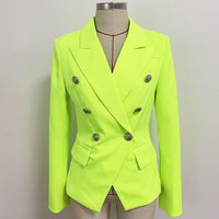 HAGEOFLY - Original Green Blue Yellow Black White Blazer Women Office Formal Double Breasted Buttons Blazer Women Blazers High Quality Drop Ship