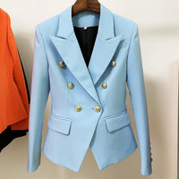 HAGEOFLY - Original Green Blue Yellow Black White Blazer Women Office Formal Double Breasted Buttons Blazer Women Blazers High Quality Drop Ship