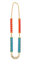 Original Rio Long Beaded Necklace - Coral, Pink and Turquoise