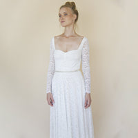 BLUSHFASHION - Original Ivory Sweetheart Lace Wedding Dress With Long Sleeves #1361