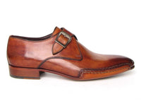 Paul Parkman Men's Monkstrap Shoes Side Handsewn Twisted Leather Sole Tobacco (ID#24Y56)