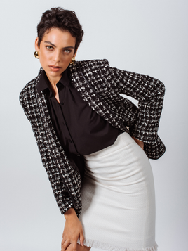 LE REUSSI - Original Power Woman- Black & White Tweed Checkers Jacket