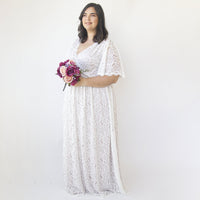 BLUSHFASHION - Original Bestseller Curvy  Butterfly Sleeves Ivory Wedding Dress With Pockets #1314