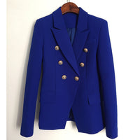 HAGEOFLY - Original Green Blue Yellow Black White Blazer Women Office Formal Double Breasted Buttons Blazer Women Blazers High Quality Drop Ship